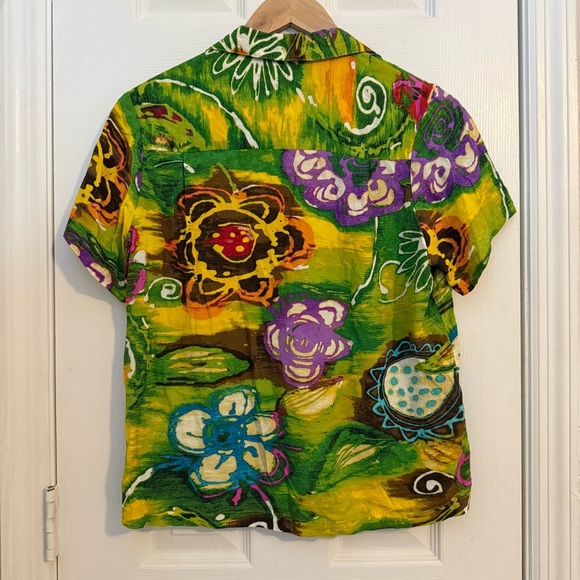 JAMS WORLD Hawaiian Tropical Print Short Sleeve Button Down Shirt Womens Sz XS - Picture 7 of 9